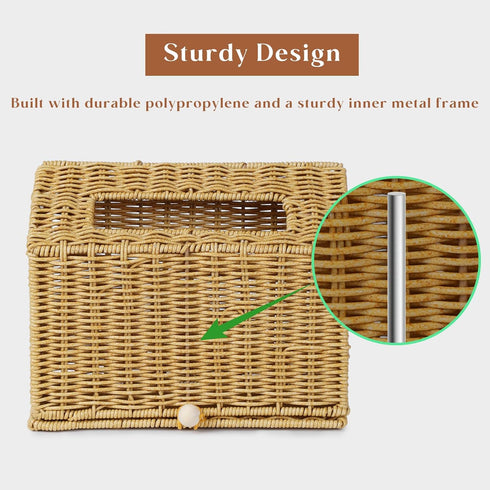 Wicker Hand Towel Box Cover Compatible with Disposable Paper Hand Towels, Wicker Paper Towel Holders, Hand Towel Holder
