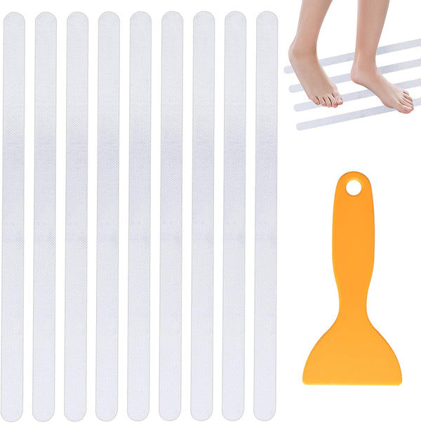 Supkiir Bathtub Non Slip Stickers, 24 PCS Anti Slip Adhesive Shower Treads with Scraper for Bath, Tub, and Stairs