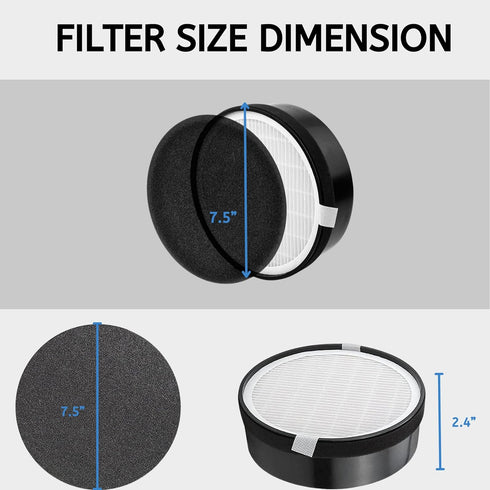 Nispira LV-H132 True HEPA Air Filter - Carbon Pre Filter Replacement - 2 Pack