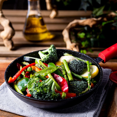 Nonstick Frying Pan - 8" Small Skillet with Healthier Granite Non Stick Coating, Omelet Egg Pan, Silicone Easy Grip