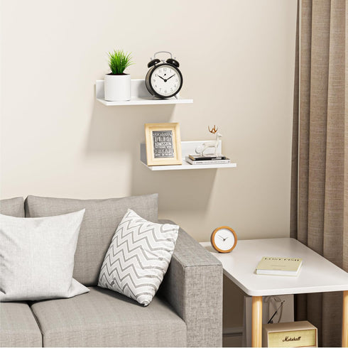 Wisfame 2 Pack, 8 Inch) Small Floating Shelves for Wall, Metal Adhesive Wall Shelf Modern Display Shelf for Living