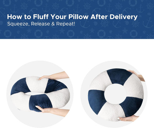 3D 19.6"& 15.7" Set 2, AELS Anchor & Lifebuoy Nautical Throw Pillows, of Coastal Decor for Beach Enthusiasts Beach