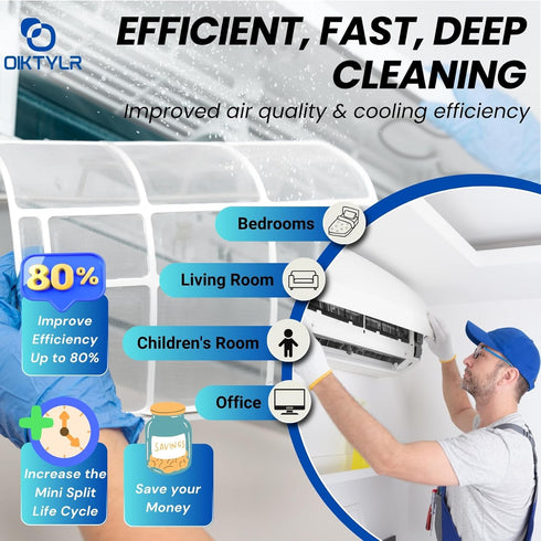 18Pcs 2L Oiktylr Mini Split Cleaning Kit Bag with Pressure Sprayer, PVC AC Cleaning Cover, Waterproof Air Conditioner