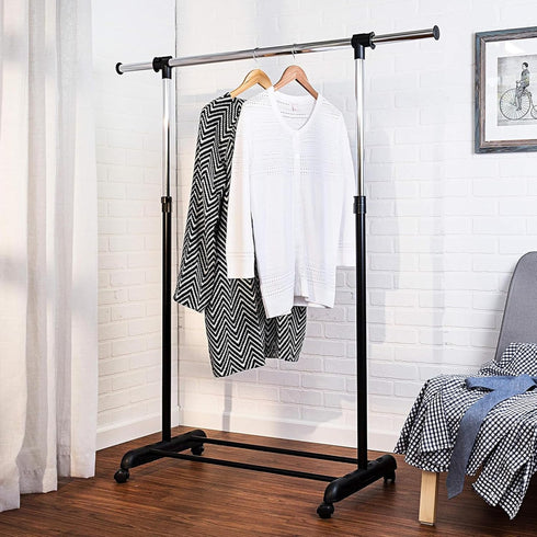 Adjustable Honey-Can-Do Rolling Garment Rack - Heavy-Duty Chrome Organizer