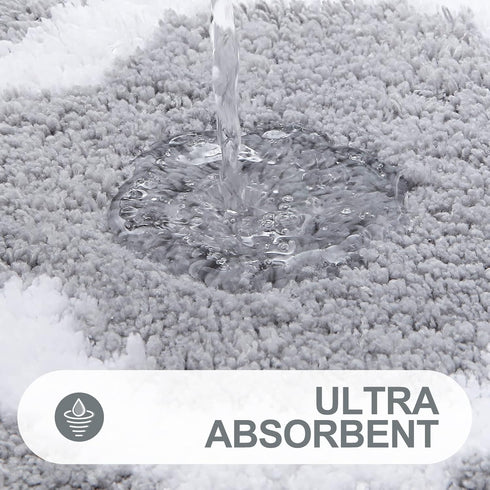 OLANLY Soft and Absorbent Bathroom Rugs 24x16, Non-Slip Shaggy Shower Carpet, Machine Wash Dry, Grey Bath Mats