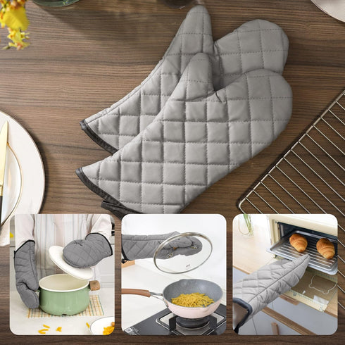 ARCLIBER Oven Mitts 1 Pair, Quilted Terry Cloth Cotton Lining, 16 Inch Heat Resistant Kitchen Gloves
