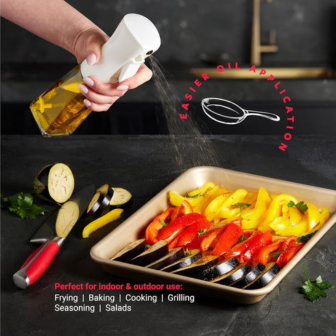 Olive Oil Sprayer for Cooking, 200ml Glass Spray Bottle for Oil Portion Control, Kitchen Gadget