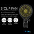 5 Inch (2 Pack) Treva Battery Powered Clip Slim and Portable Cooling Fan with Clamp for Travel, Outdoor,Camping, Car