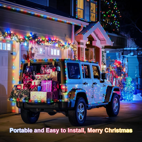 2 Pack 200 8 JMEXSUSS Battery Operated String Lights Outdoor, Total LED Modes Battery Powered Rope Lights with Remote