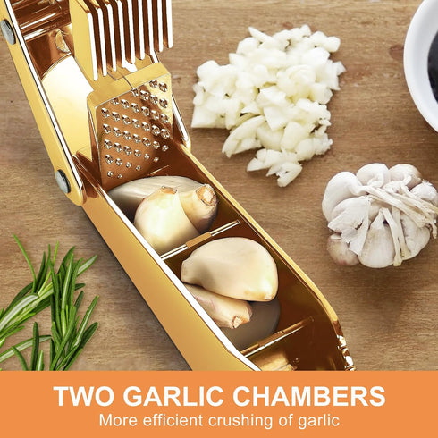 2 1,Effortlessly Garlic press and slicer in Crush, Slice, and Mince Garlic,with this Versatile Kitchen Tool - Perfect