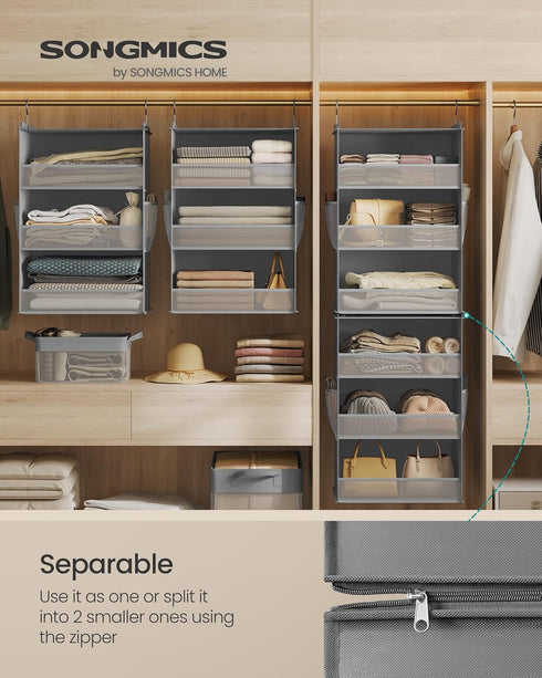 Closet 6-Tier Closet URCH007G01 SONGMICS Hanging Organizer, Fabric Storage Shelf, Separable Hanging Shelf with Side