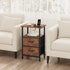 24.2" Vagusicc Nightstand with Charging Station, Small Night Stand with Fabric Drawers for Bedroom, End Table, Bedside