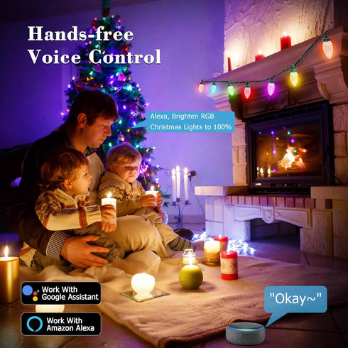 Brizled Smart C9 Christmas Lights, 39FT 60 LED WiFi Color Changing Christmas Lights App Control, RGB String Lights Work
