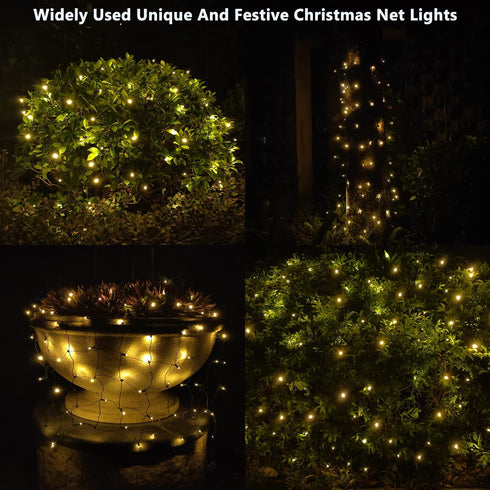 Bushes,100LED 5ftx5ft LED Christmas Net Lights Outdoor Christmas Decorations for Connectable Green Wire Net Christmas