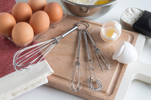 Fox Run Mini Whisks, Set of 4, Chrome Plated, Metallic, 8 x 2 x 1.75 inches