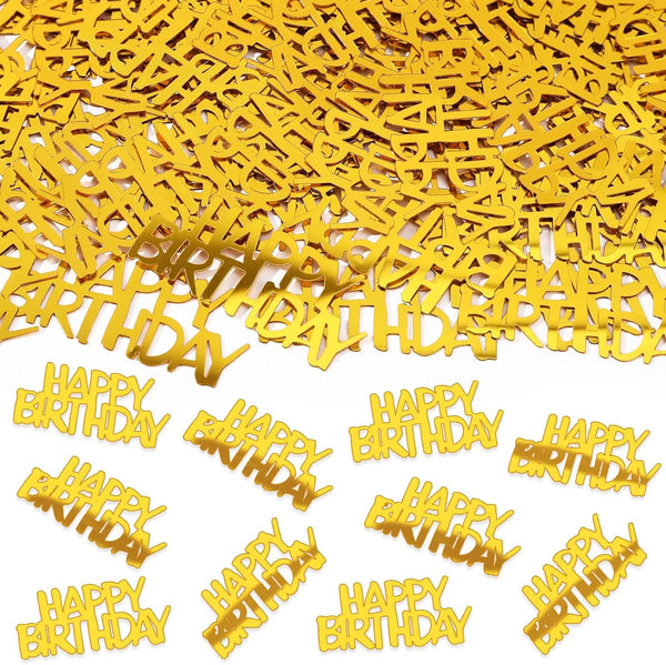 MARFOREVER Gold Happy Birthday Confetti Glitter, Birthday Party Metallic Foil Table Confetti