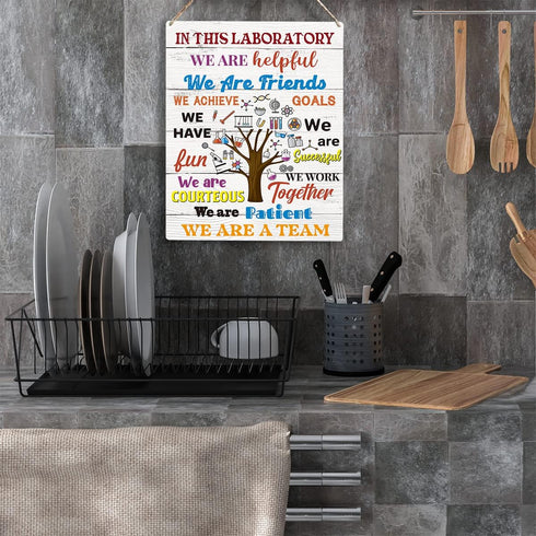 Science Classroom Decor: Science Wall Art, "In This Laboratory We Are Patient" Wooden Hanging Sign for School