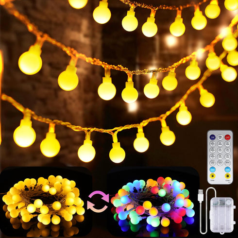 OMIKA Christmas String Lights Battery Operated 16.5ft 50LED with Remote Warm White