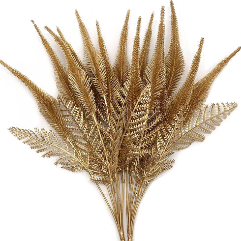 CATTREE 2 Pack Artificial Plants for Christmas, Gold Faux Shrubs, Plastic Grass Simulation for Home & Garden Decoration