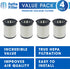 Fette Filter - FSV001 Hepa Filter Replacement Compatible with Fabuletta FSV001 FSV101 Girnoor G165 G160 Afoddon A300 Vacuum, Made of Premium Hepa Material Pack of 4