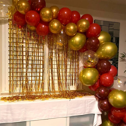 60 Pieces Red and Gold Balloons, 12 Inch Ruby Red Metallic Chrome and Pearl Gold Confetti for Party Decoration
