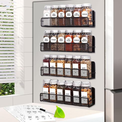 Churboro Magnetic Spice Rack for Refrigerator with Spice Jars- Includes 24 Pcs