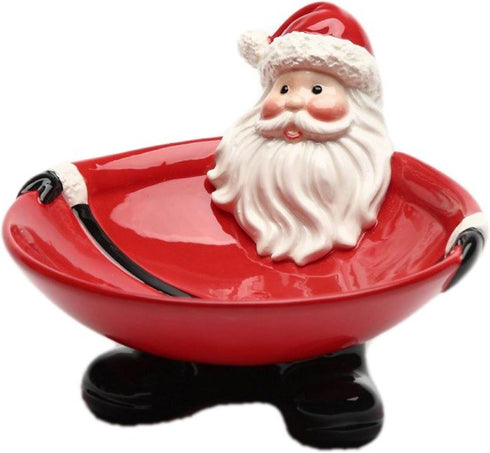 Ceramic Santa Candy Bowl, 3-5/8-Inch, 8 ounces, Red