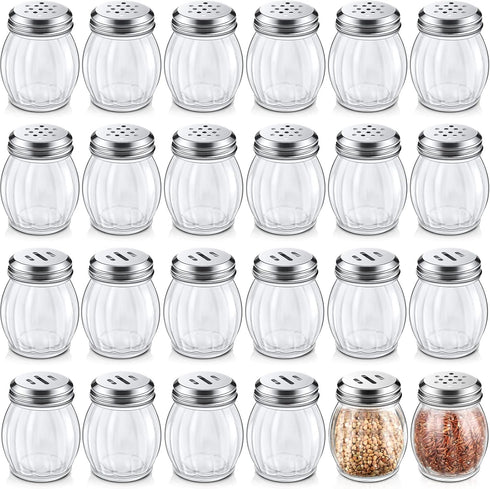 Hotop 48 Pcs Cheese Parmesan Shakers with Perforated Top, 6 oz Glass
