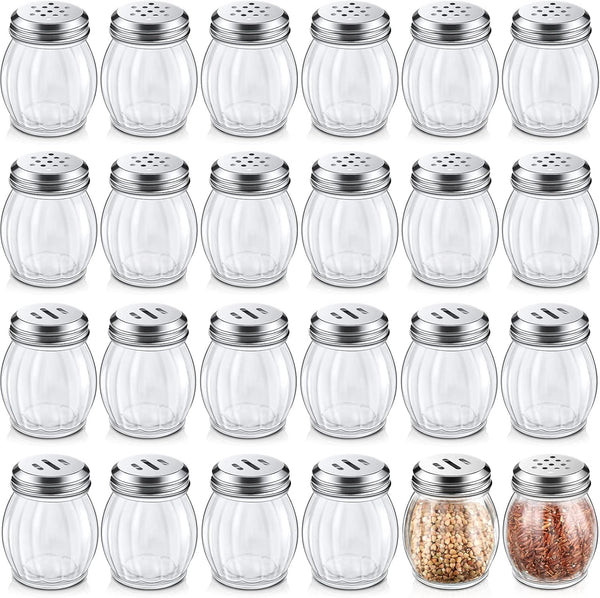 Hotop 48 Pcs Cheese Parmesan Shakers with Perforated Top, 6 oz Glass