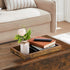 Hanobe Brown Decorative Serving Trays: Rustic Brown Rectangle Tray Decor with Cutout Handles for Coffee Table Ottoman