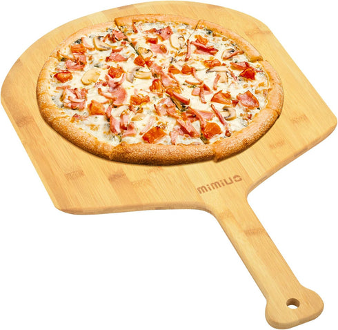 Natural Bamboo Pizza Peel - 15 Inch Wooden Spatula for Baking Homemade Pizza, Bread, and Cutting Fruit and Veggies