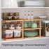 2 Pack Shelf,3 Bamboo Corner Tier Kitchen Cabinet Organizer for Plates and Dishes,Pantry Storage and Spice RackNatural