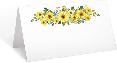321Done Sunflower Place Cards, Made in USA, Blank Small 3.5x2 for Name Food Table Setting, Set of 24