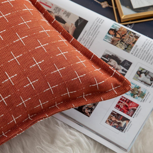 Pack 2 20 20 Inch MANDIOO of Burlap Linen Throw Pillow Covers Woven Textured Modern Farmhouse Cushion Covers Pillowcase