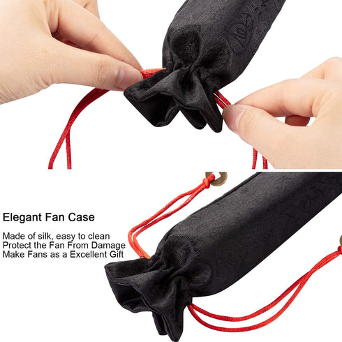 Maitys 2 Packs Large Clap Fans for Line Dancing, Chinese Folding Hand Fans for Men and Women (Black)