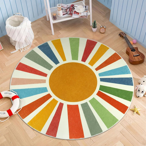 STARUIA Small Round Rug 4 Ft Washable Round Rug for Kids Room,