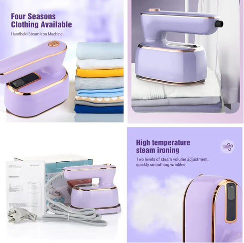 Travel Steamer Iron for Clothes, 1000W Handheld Portable Steamer for Dry and Wet Ironing (Purple)