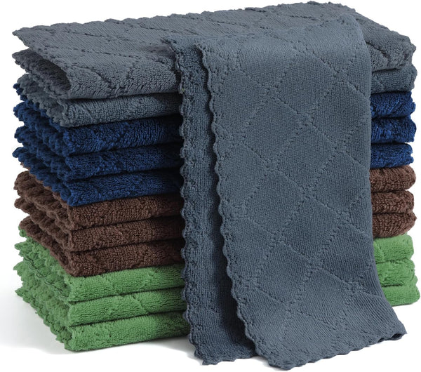 Homaxy 12 Pack Kitchen Dish Cloths, Super Soft and Absorbent Coral Velvet