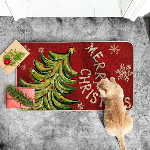 Artoid Mode Xmas Tree Doormat, Merry Christmas Snowflake Winter Decor, 17x29 Inch Indoor Outdoor Rug
