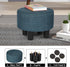 Joveco Small Foot Rest Stool Ottoman, Line Round Short Low Foostool for Chair, Under Office Desk, Living Room, Navy