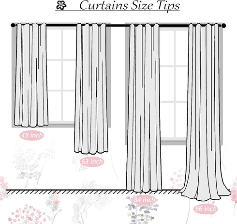 2 80% Room,63 Inch XTMYI Pink Girl Nursery Curtains for Baby Panels Blackout Patterned Printed Neutral Watercolor