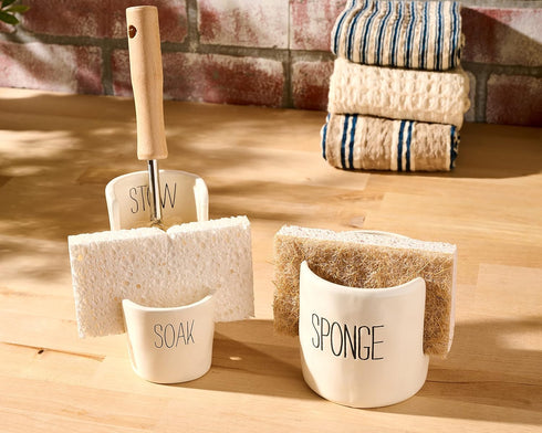 7" 4" 3.5" Mud Pie Stylish Soap Dispenser and Sponge Holder - x x