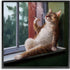Stupell Industries Black Framed Wall Art, House Cat Smoking Lounging in Window Pane, 12x12, Brown