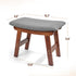 Bamboo Footrest Ottoman with Gray Cushion and Brown Legs - Small Size