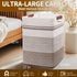 Tall Woven Rope Laundry Hamper - Clothes Basket with Leather Handles, 17.8" X 13.8" X 22", Blanket Storage Basket in