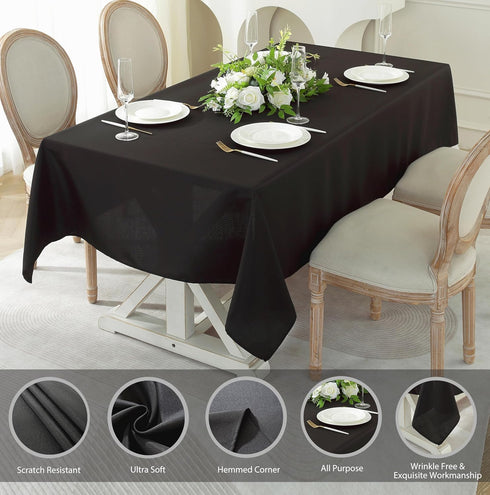 Craft And Party Rectangle Tablecloth, 60 x 102 Inch Black Washable Polyester