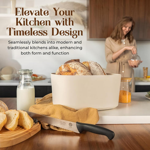 Countertop 2 ABIOTO Extra Large Bread Box for Kitchen with Bread Bags - Sturdy Modern Construction, Ribbed Design Keeps