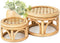 Set of 2 Small Boho Rattan Wicker Round Riser Plant Stand Indoor,Rustic