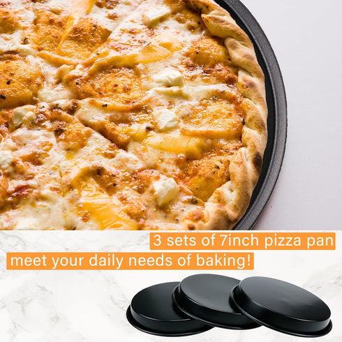 3pcs 7inch Non-Stick Bakeware Pizza Pan, Aluminum Baking Pan for Healthy & Durable Cooking