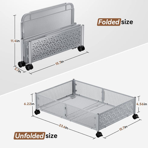 PHINOX Under Bed Storage Containers with Wheels, 2 Pack for Bedroom Clothes, Shoes, Blankets Organizer Drawer